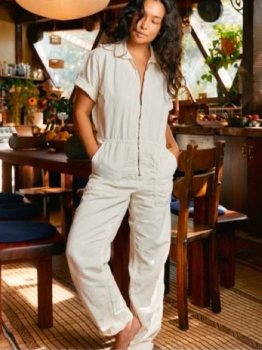 Imogene + Willie Dover Jumpsuit S Ivory White Festival Streetwear Utility